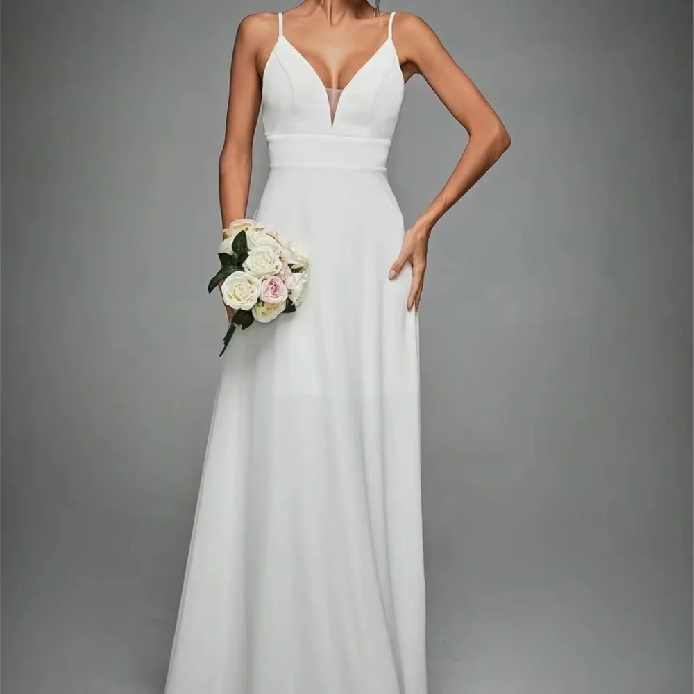 Oxford Street deep V pure white A line wedding dress NWT - Picture 2 of 12